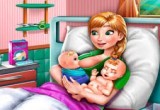 لعبة توليد الاميرة آنا ورعاية اطفالها التوأم